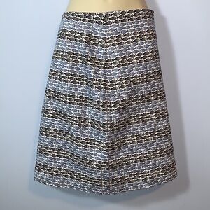 Talbots size 12 Patterned Blue and Black fish midi Skirt cotton classic nautical
